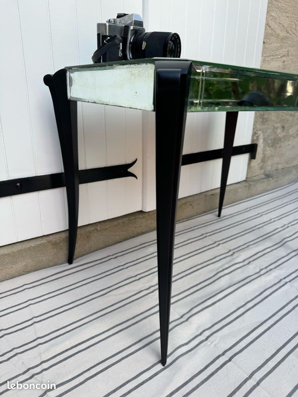 Table basse vintage miroir et noir (image 5)