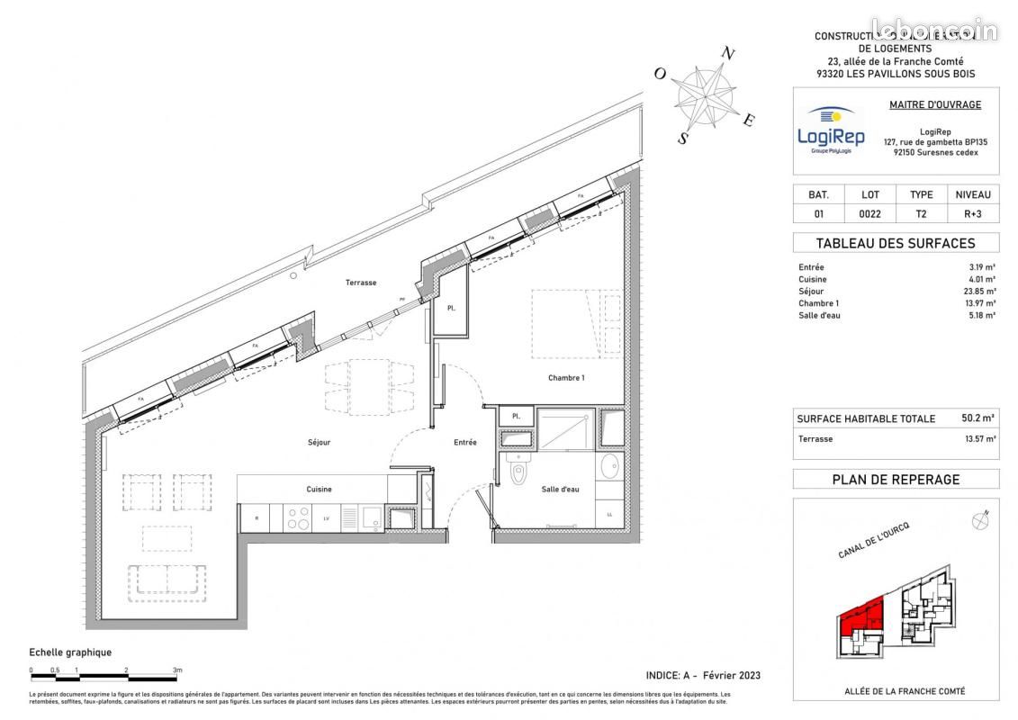 Appartement 2 pièces 50 m² · aux Pavillons-sous-Bois · 50 m² · 1 038 €/mois