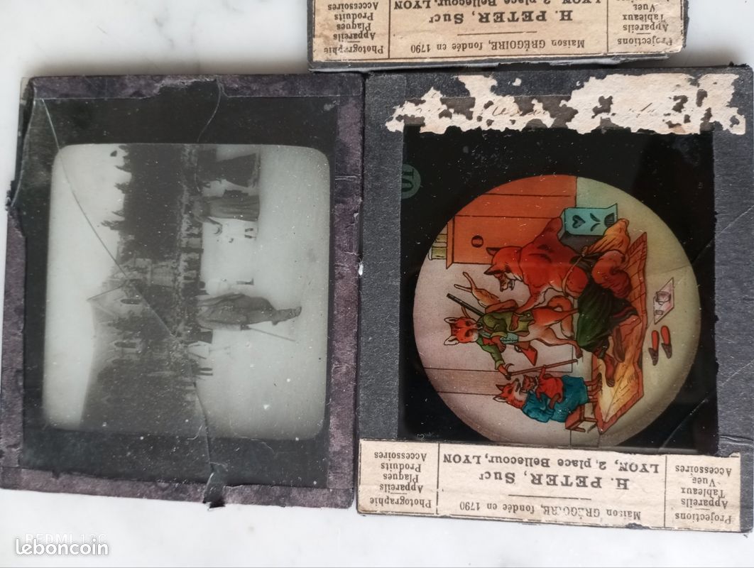 PLAQUES VERRE HISTOIRE DES ANIMAUX LANTERNE MAGIQUE ENFANT