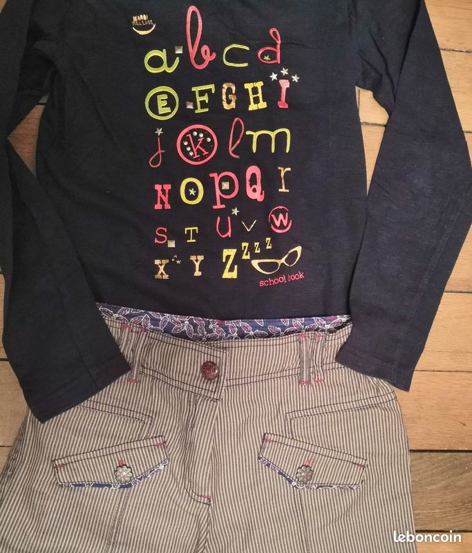 Ens 2 p pantalon 3/4 Sergent Major et teeshirt ML gémo 10ans (image 2)