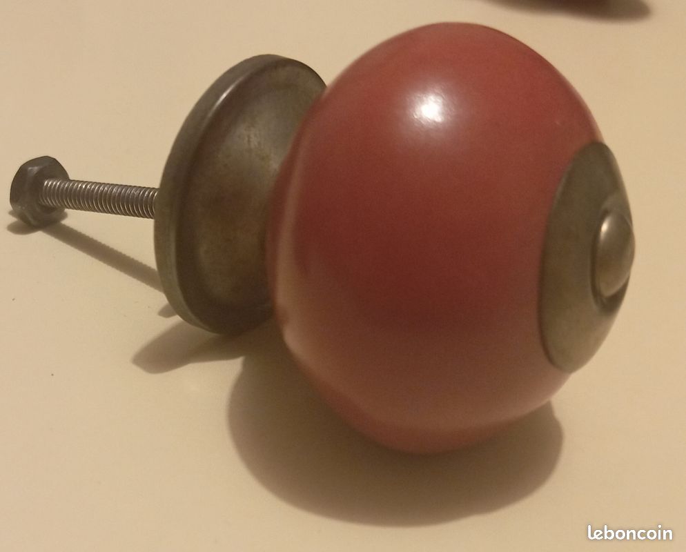 6 poignées de meuble rouges, céramique, vintage (image 4)