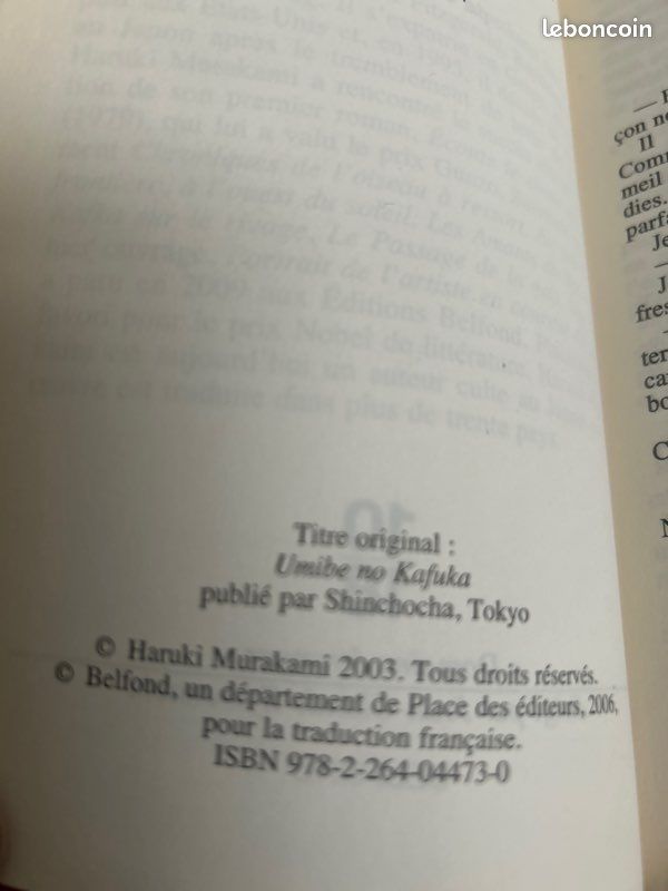 Livre/Haruki Murakami/Kalfka sur le rivage (image 4)
