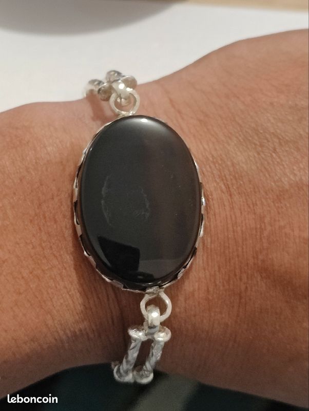 36.95 GR très beau bracelet argent grosse AQEEQ agate (image 1)