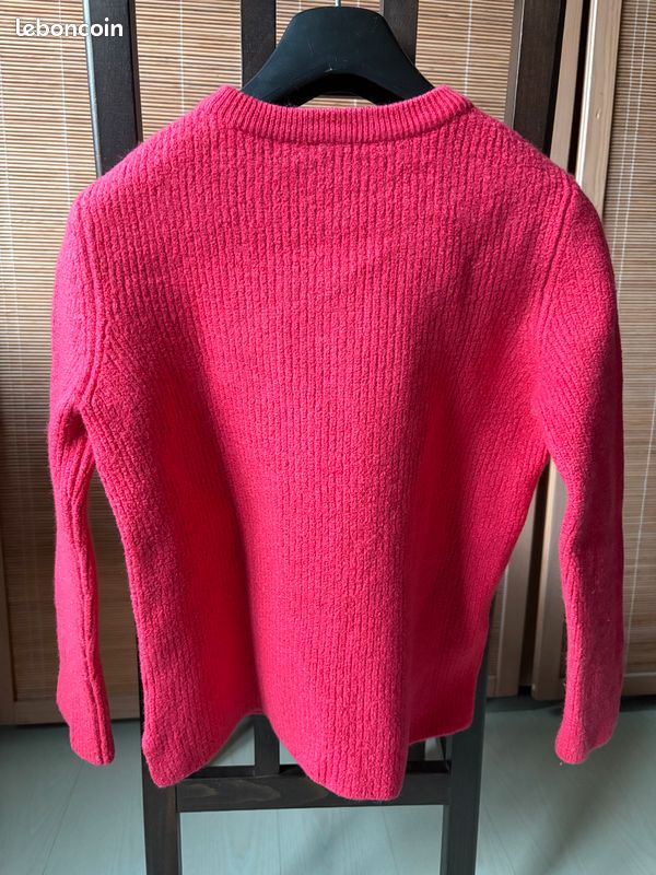 Pull Saint James Rose 100% Coton - Taille 4/XL (44), Col V, Logo Brodé Et Métal - Occasion Très Bon état