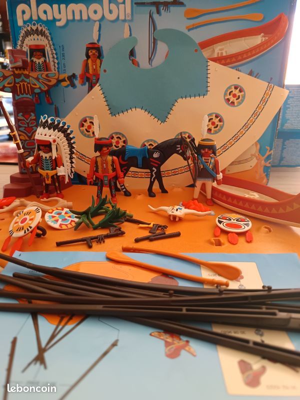 Figurine Playmobil Cheval Indien Avec Peintures De Guerre - N°4012 - Occasion