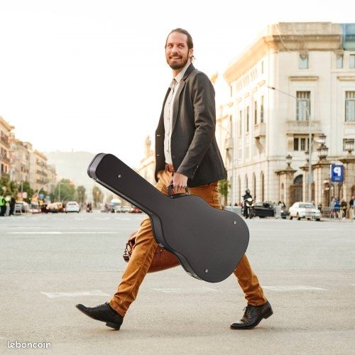 Étui de guitare VEVOR, étui rigide en forme de citrouille de 110 cm, avec serrure et poignée à clé, rembourrage en PVC, pour guitares acoustiques de 99 à 104 cm, noir (image 8)