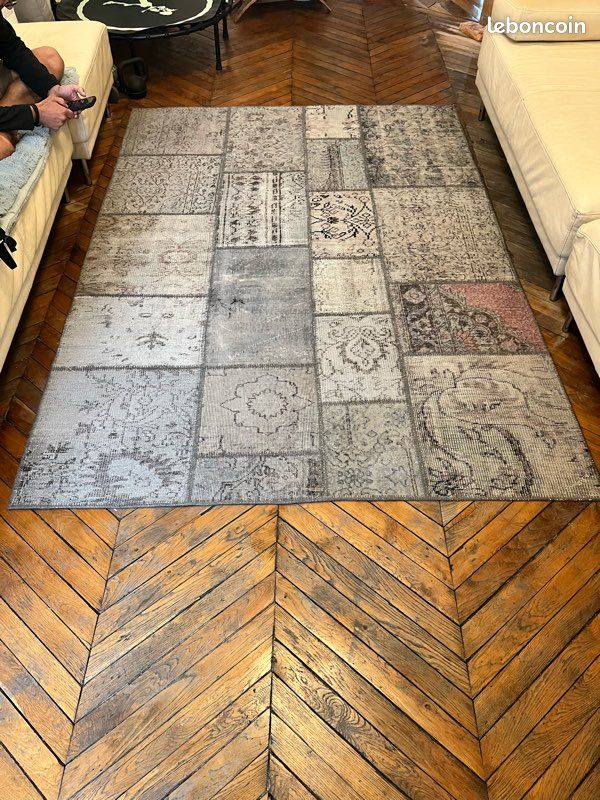 Tapis Anatolian Patch Mint Grey 170x240 – style patchwork Anatolien vintage gris (image 1)
