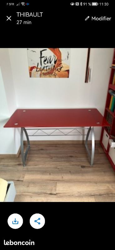 Bureau verre et son fauteuil (image 3)