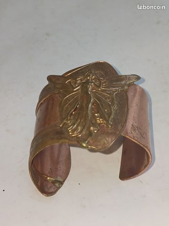 Bracelet Vintage 64mm En Cuivre/laiton - Creux Et Léger - Métal Doré