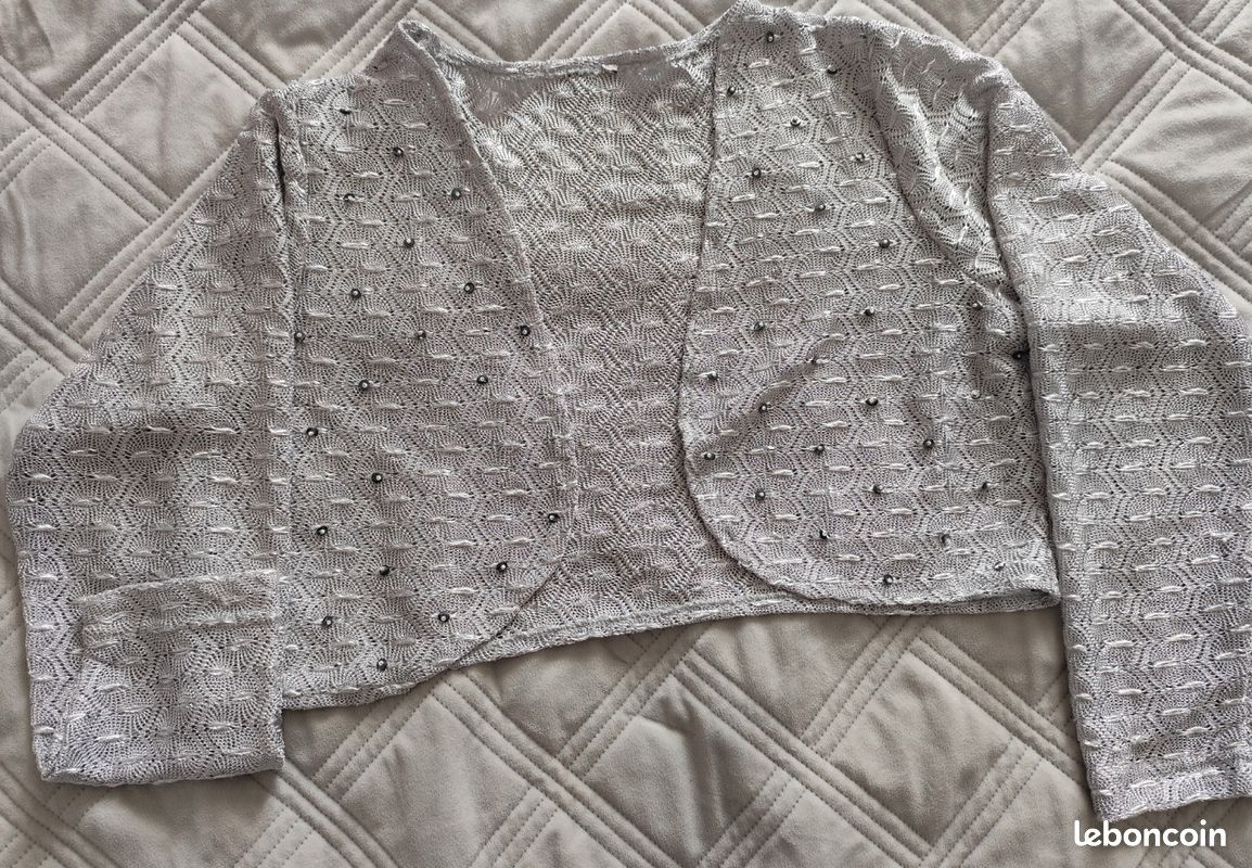 Joli gilet boléro gris copine morse taille 1 (34/36 Fr) comme neuf