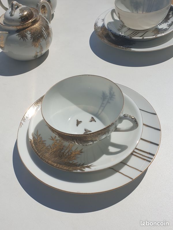 Lot 6 Assiettes Dessert Yamaha Porcelaine Fine Cambridge - Or Blanc