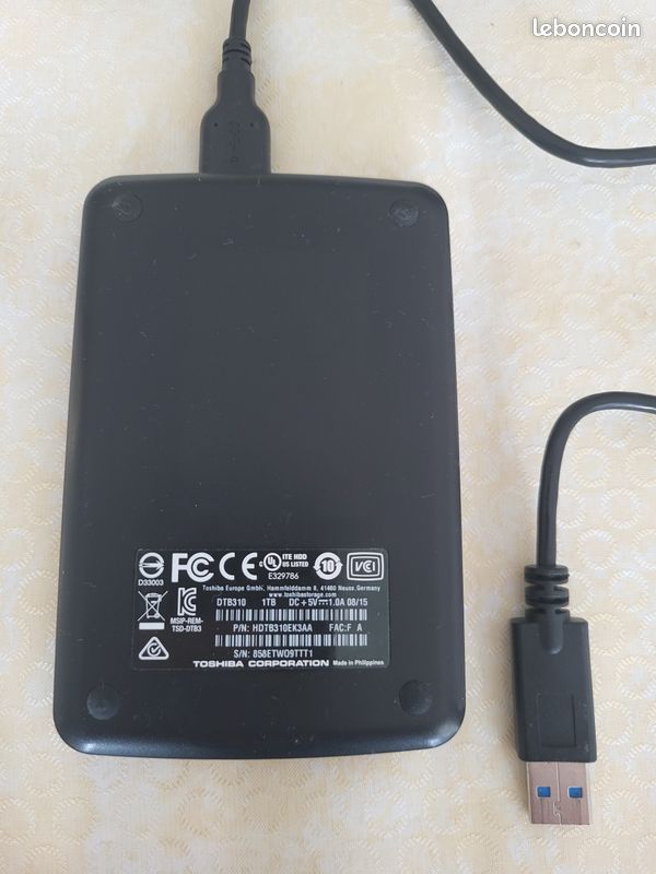 Disque Dur Externe 1 TB, marque TOSHIBA - Modèle DTB310 (image 2)