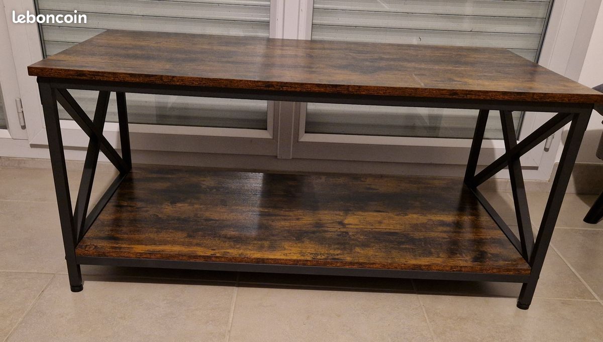 Table basse industrielle VASAGLE avec étagère (image 1)