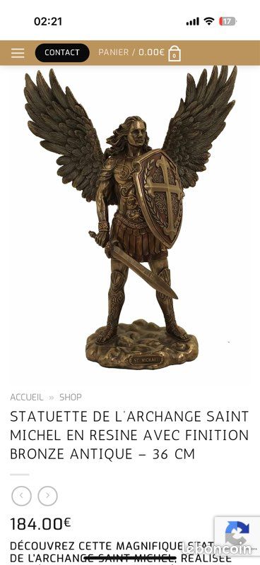 Statue Archange Saint Michel Terrassant Le Démon - 26 Cm - Façon Bronze - Résine