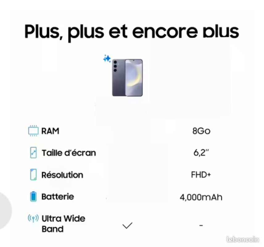 Smartphone SAMSUNG S24 IA✨️ 128GO seul (image 2)
