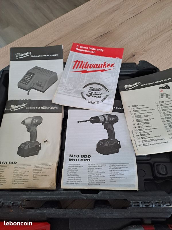 Pack Milwaukee M18 complet - Perceuse M18 BPD + Visseuse choc M18 BID + 2 Batteries 4.0Ah (image 7)