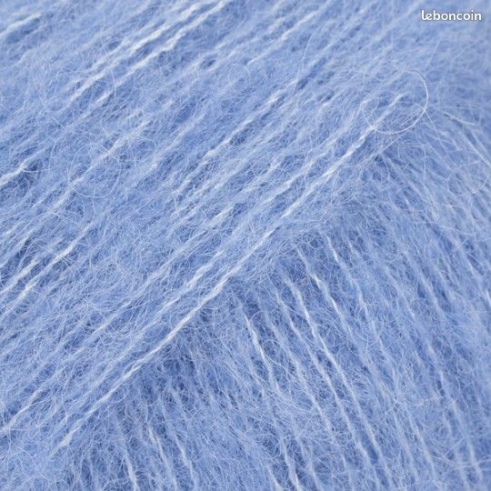 4 pelotes neuves (📏380M-⚖️68G au total) BRUSHED ALPACA SILK 77% alpaga et 23% soie de DROPS 3 coloris assortis (14 BRUME MATINALE + 33 GLACE PISTACHE + 28 BLEU PACIFIQUE) (image 7)