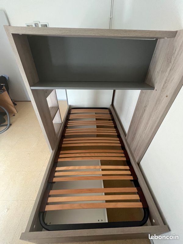 Lit 2 personnes avec armoire (image 3)