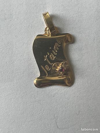 Pendentif En Or Jaune 18 Carats Style Parchemin - Occasion - Superbe état
