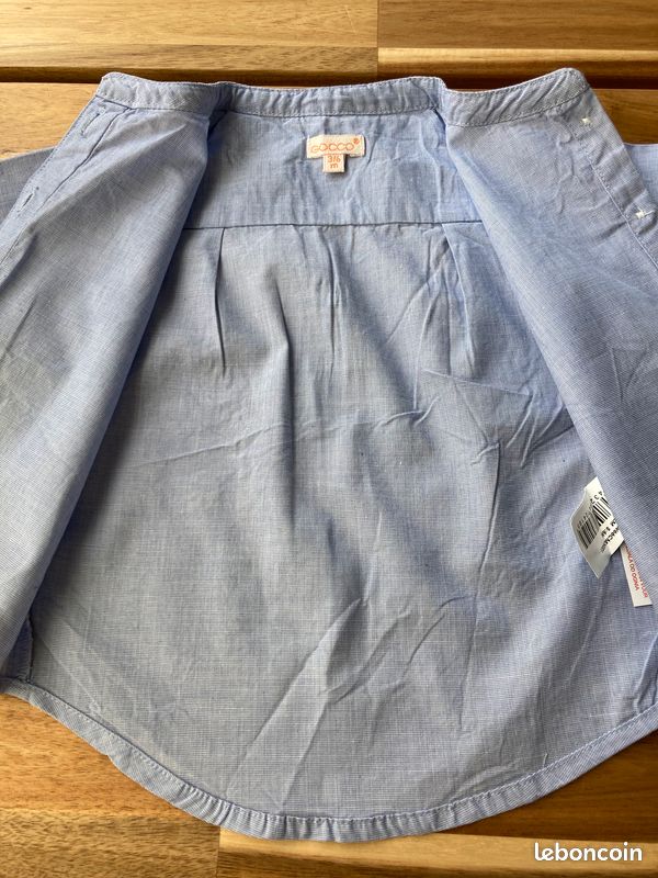 Chemise Gocco manches longues bleu chiné 3/6 mois (image 5)