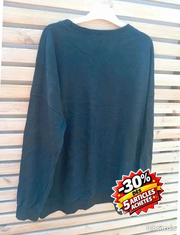 Sweat américain universitaire homme XXL noir floqué Auntie très bon état (image 2)