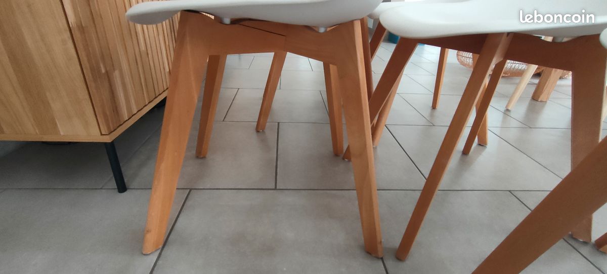 Lot de 6 chaises scandinaves blanches – pieds bois (image 6)
