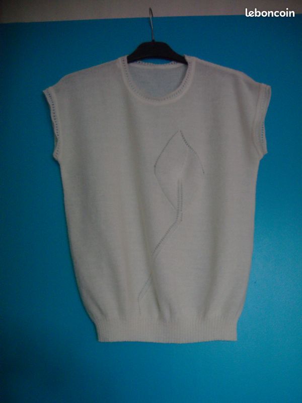Petit pull écru avec motif belles finissions T 46 (image 2)