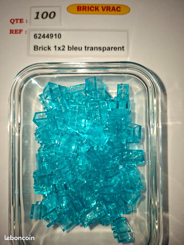 TTEHGB TOY Bloc de brique classique, 1 x 1 transparent bleu clair rond brique 100 pièces, compatible avec les pièces 3062 et toutes les grandes