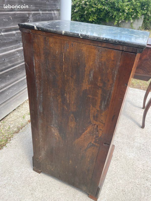 Chevet ancien Louis-Philippe en bois de rose avec plateau marbre (image 9)