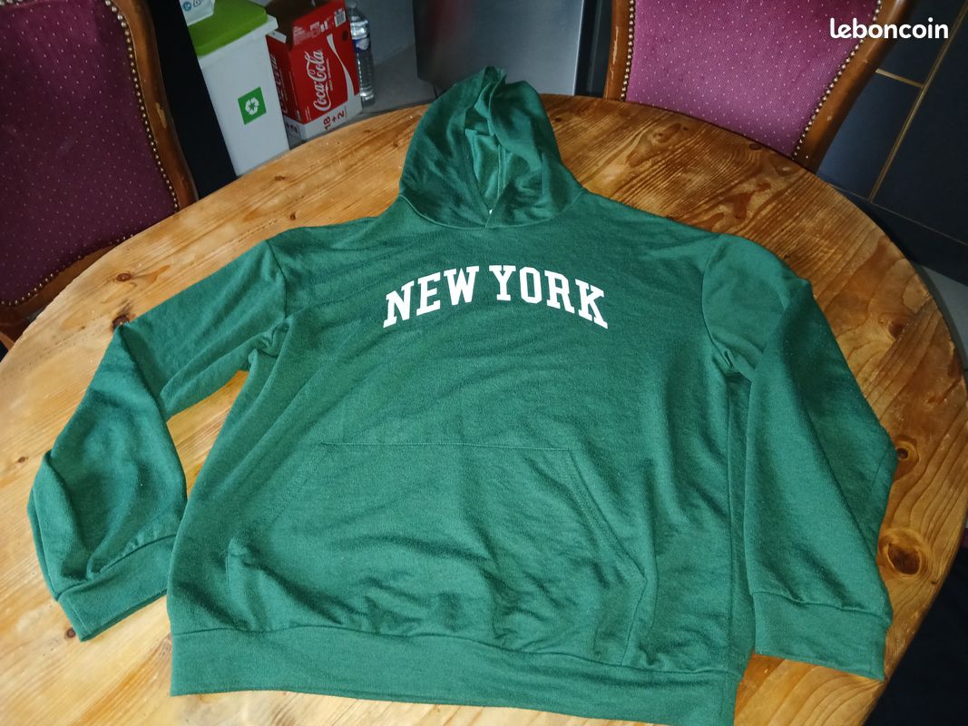 Sweat à capuche vert bouteille leger ado 13-14 ans Vêtements