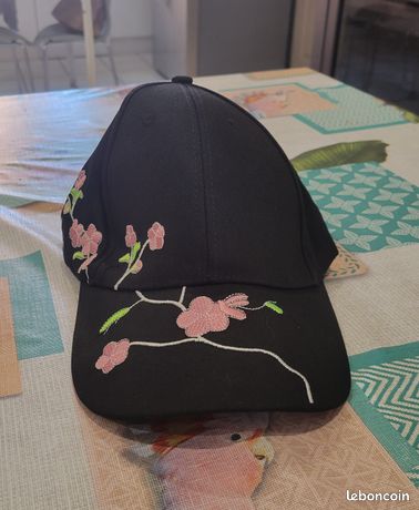 Casquette de baseball vintage réglable avec motif fleurs de cerisier rose pour homme et femme, gris, taille unique