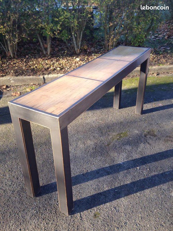 Console artisanale bois exotique (image 1)