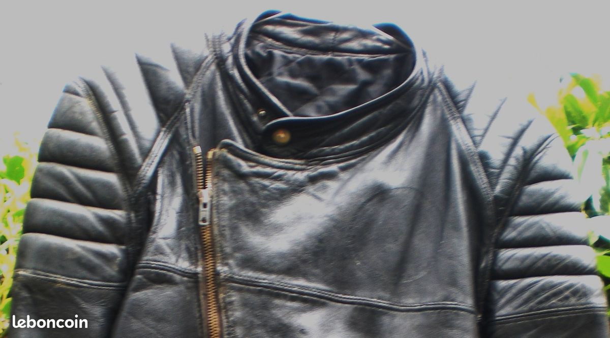 Blouson Moto En Cuir Effet Vieilli RA.RE - Marque Italienne - Taille L - Neuf Sans Étiquettes