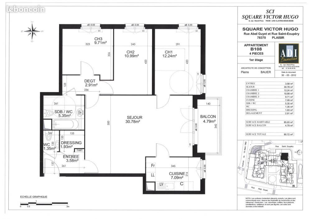 Appartement a louer plaisir - 4 pièce(s) - 90 m2 - Surfyn