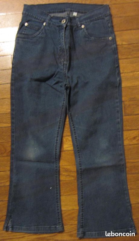 Pantalon 14 ans 164 cm Jean Bleu légèrement pailleté Tissu Stretch