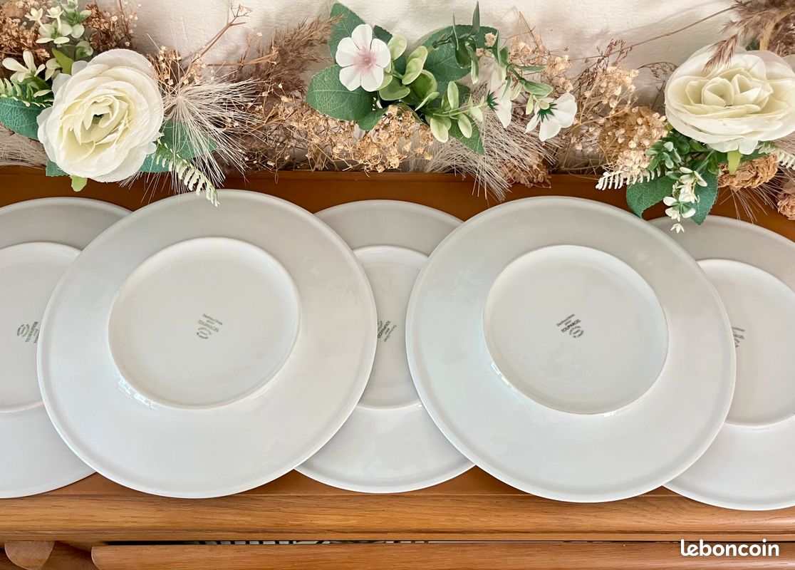 🌺🌸 White Collection - Lot n° 2602 - 6 Assiettes plates "California" - Deshoulières - Limoges 🇫🇷 (image 18)