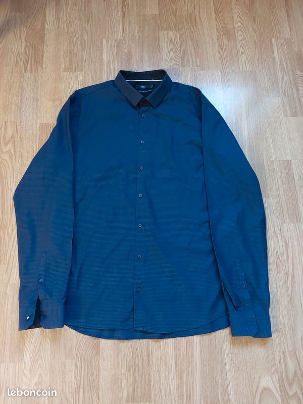 Chemise Homme Business Manches Longues Regular Fit INSFITY - Bleu Fonce - Col Boutonné - Poche Avant Bleu fonce - Prêt-à-Porter