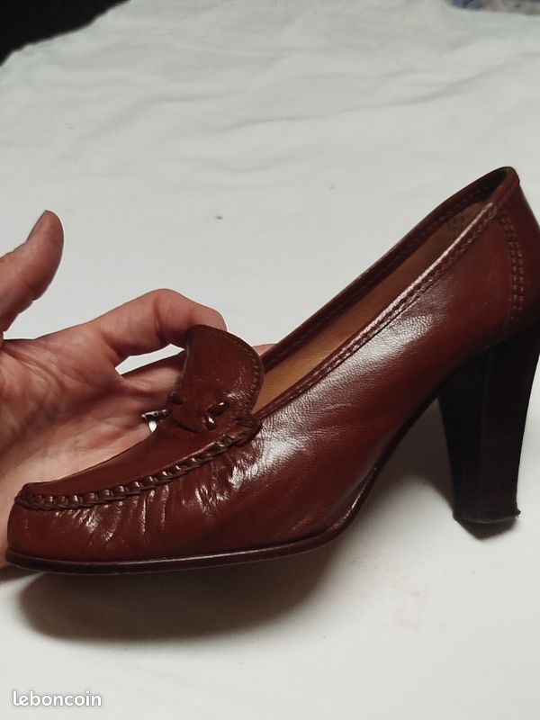 Escarpins trotteurs vintage cuir marron HIRICA Prestige - T36 - Made in France (image 12)