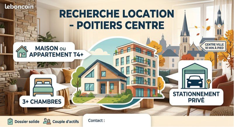 Maison 4 pièces 80 m² · à Poitiers · 80 m² · 1 200 €