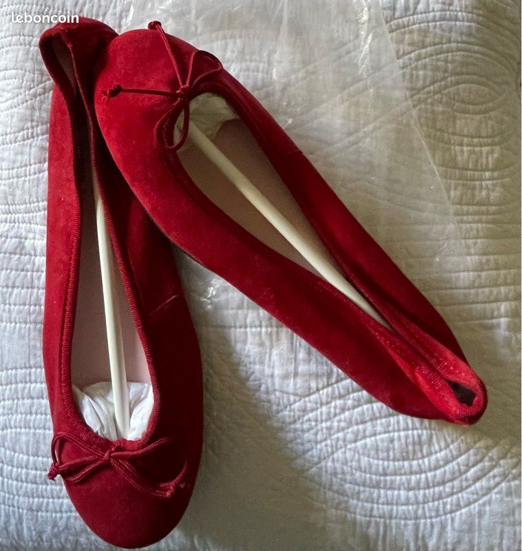 Sandales Compensées En Simili Nubuck Rouge - Taille 39 - Marque Erynn - Neuf Sans Emballage