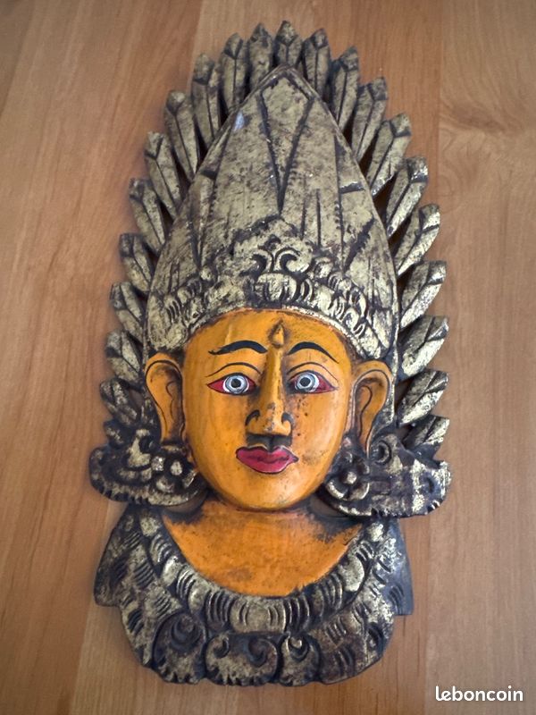 Panneau mural sculpté à la main MDF 40x40x1,5cm Marron et blanc