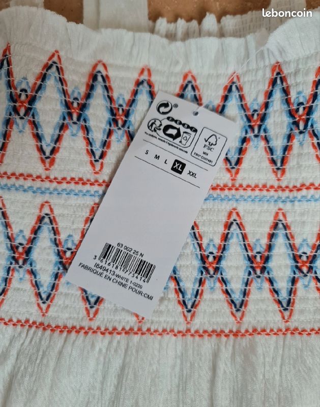 Top blanc à épaules dénudées, marque Tex, taille XL (image 6)