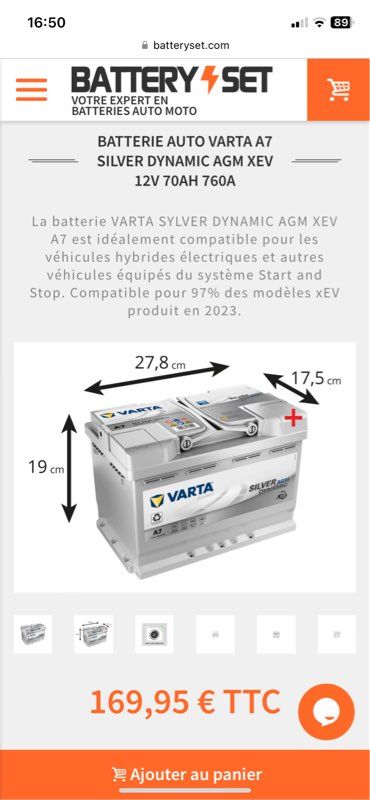 Batteries Varta Neuves Start and Stop 70ah Tarif IMBATTABLE EN FRANCE - Équipement  auto