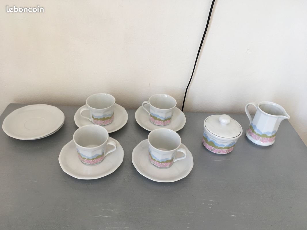 Lot De 10 Pièces En Terre Cuite - Tasses, Pot à Lait, Bols, Sucrier - Grès Ancien