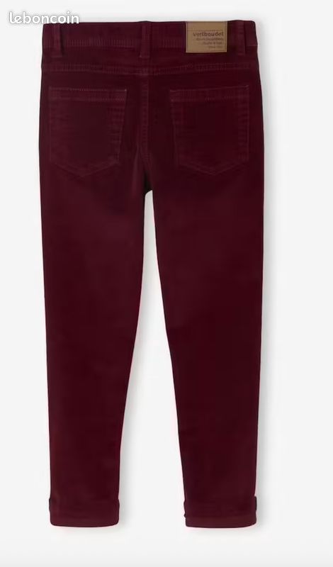 Pantalon slim velours garçon - bordeaux (Vertbaudet) (image 4)