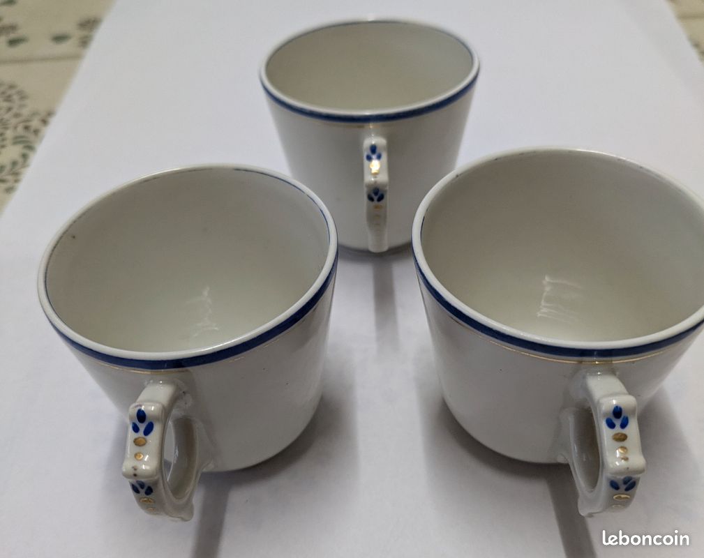 Lot 3 jolies tasses porcelaine vintage signées Gda (image 3)