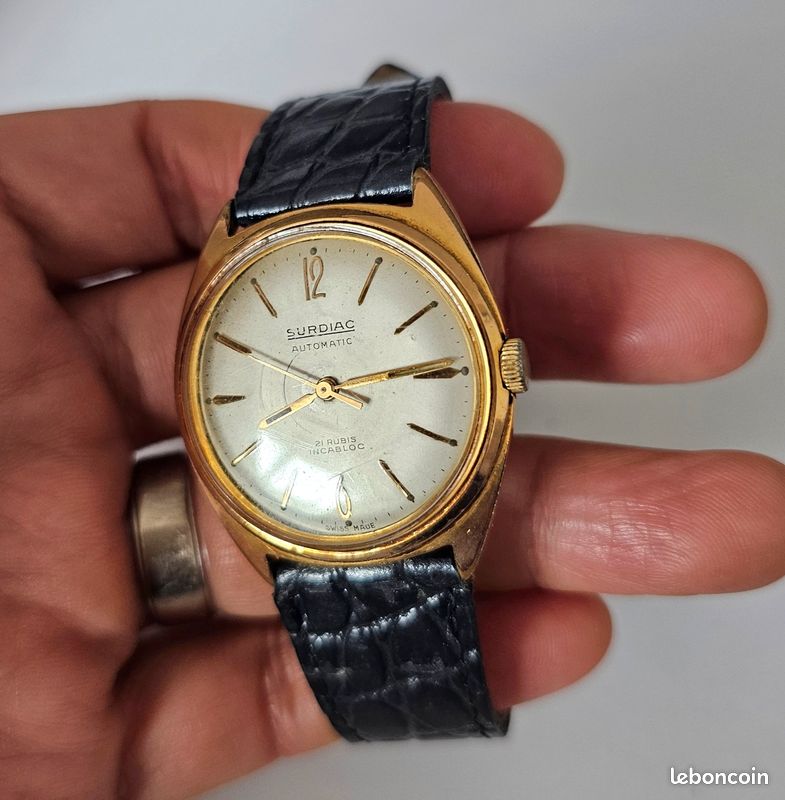 Montre vintage automatique suisse de marque SURDIAC, 36mm (image 10)