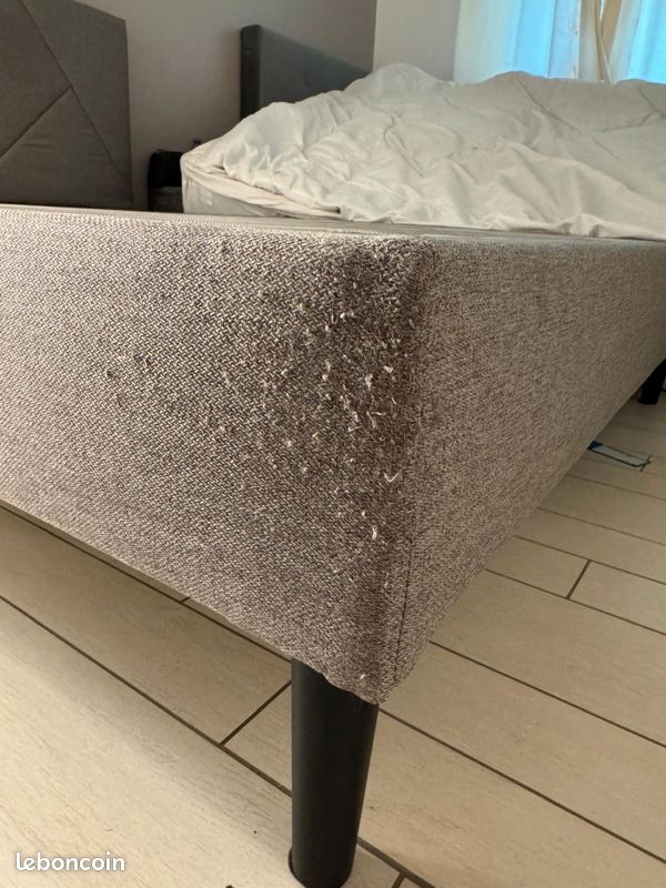 Lit Emma 140x190 – gris tissu – excellent état - 300 euros inclus livraison gratuite 15km (image 4)