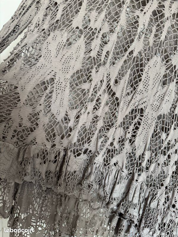 Tunique dentelle crochet vert taupe (image 3)