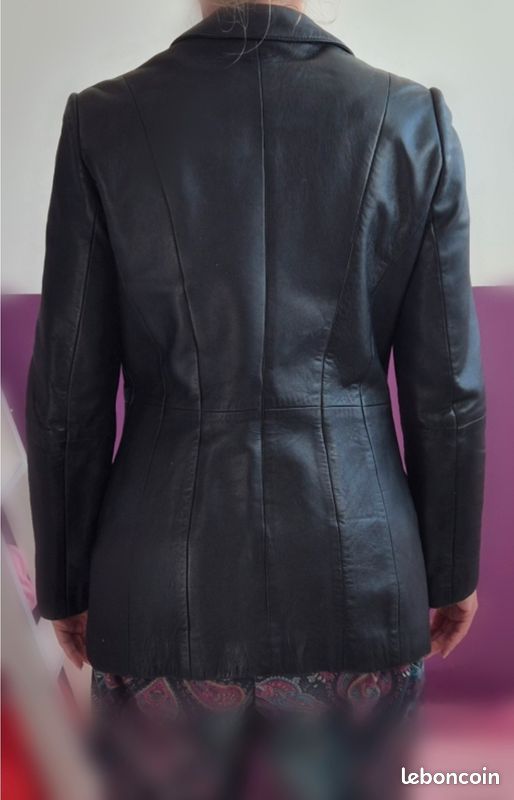 Veste En Cuir Véritable Vincent Pour Femme - Taille 52, Noir, Occasion En Très Bon état